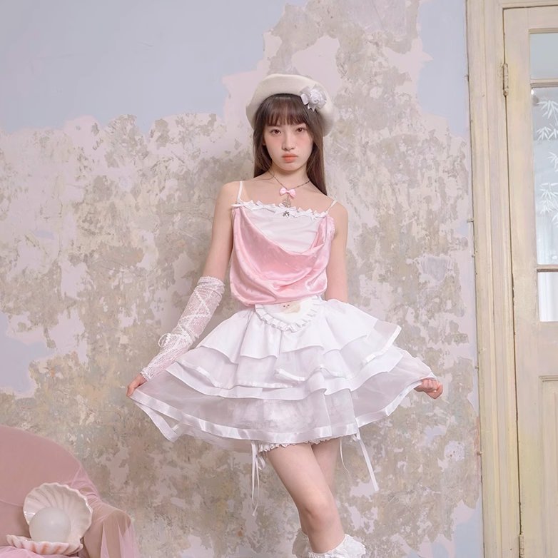 Angel Heart Bow Knot Cute Ballet Girl Camisole - MEIMMEIM(メイムメイム)