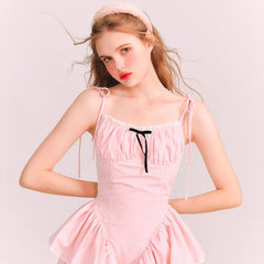 Barbie Powder Dress Lace Stripe Suspender Fluffy Skirt - MEIMMEIM(メイムメイム)