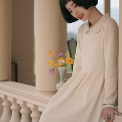 Beige apricot casual knitted inner dress - MEIMMEIM(メイムメイム)