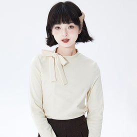 Beige small turtleneck sweater velvet long-sleeved bottoming top - MEIMMEIM(メイムメイム)