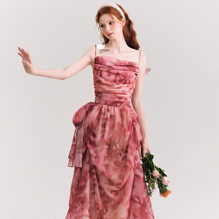 Blossom Scent Spring Flowers French Holiday Sling Dress - MEIMMEIM(メイムメイム)