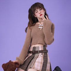 Bowknot imitation mink wool knitted sweater - MEIMMEIM(メイムメイム)