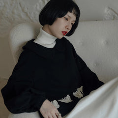 Butterfly Girl Doll Collar Sweatshirt Loose Skirt - MEIMMEIM(メイムメイム)