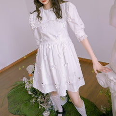 Butterfly Hollow Retro Girl Doll Short Sleeve Dress - ANM CHANNEL