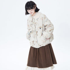 Butterfly print down jacket white duck down jacket - MEIMMEIM(メイムメイム)