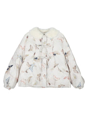 Butterfly print down jacket white duck down jacket - MEIMMEIM(メイムメイム)