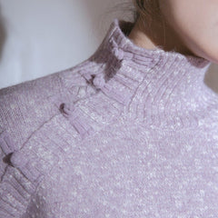 Cherry blossom pink Chinese style high collar sweater - MEIMMEIM(メイムメイム)