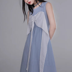 Clear sky blue contrast color sleeveless dress - MEIMMEIM(メイムメイム)