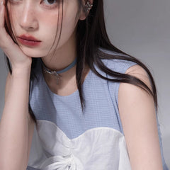 Clear sky blue contrast color sleeveless dress - MEIMMEIM(メイムメイム)