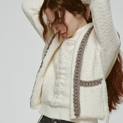 Crochet White and gray three-dimensional heavy woolen jacket - MEIMMEIM(メイムメイム)