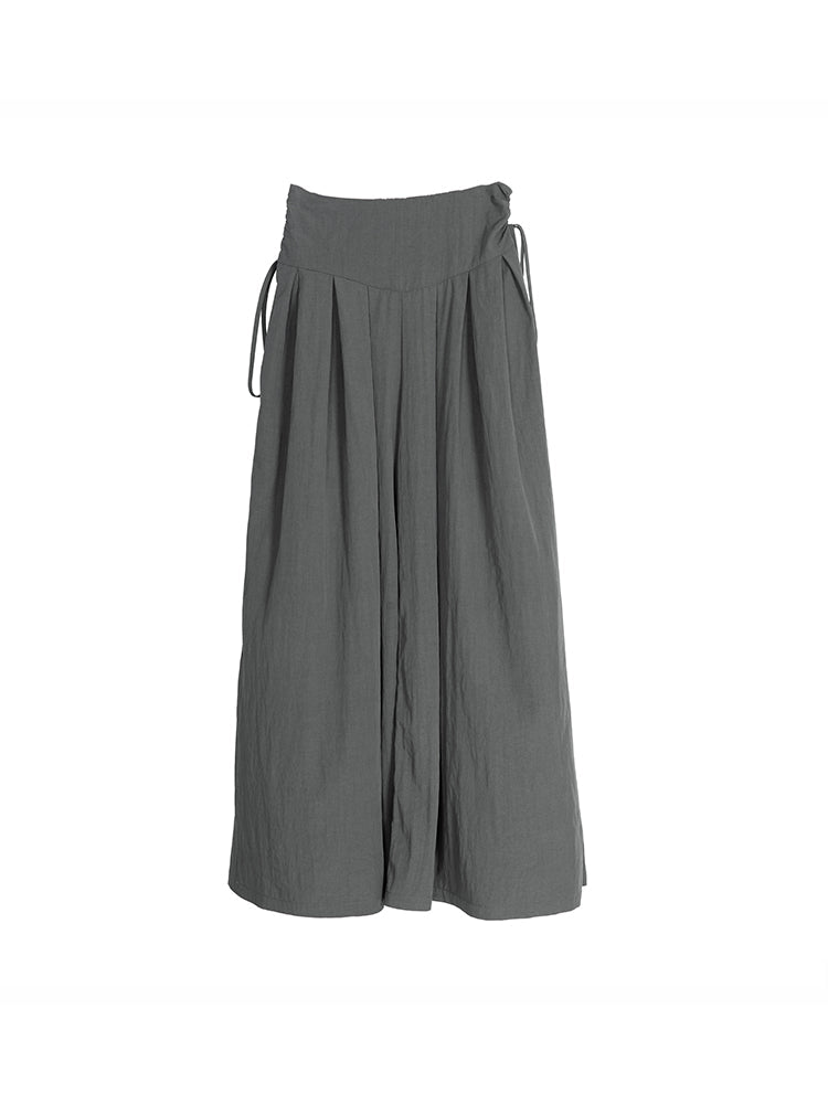 Dark gray wrinkled I-pleated wide-leg pants - MEIMMEIM(メイムメイム)