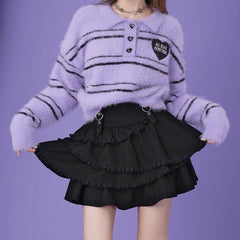 Dark Sweet Cool Heart Buckle Cake Skirt - MEIMMEIM(メイムメイム)