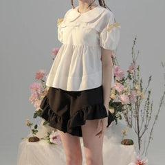 Daydream shirt top with detachable contrast bow - ANM CHANNEL