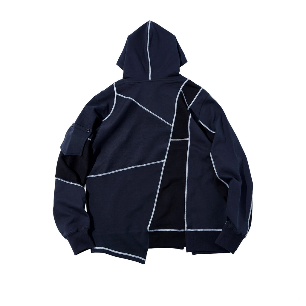 Deconstruction design cotton pullover hoodie - ANM CHANNEL