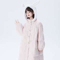 Detachable Rabbit Ear Hooded White Duck Down Jacket - MEIMMEIM(メイムメイム)