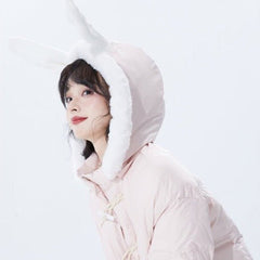 Detachable Rabbit Ear Hooded White Duck Down Jacket - MEIMMEIM(メイムメイム)