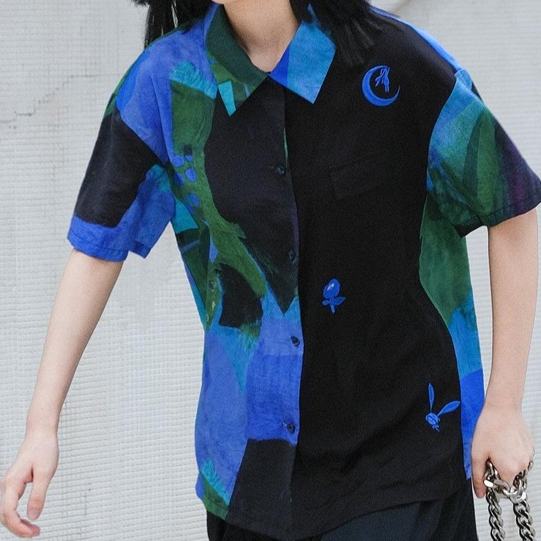 Embroidery retro printed shirt - ANM CHANNEL