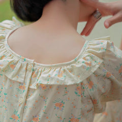 Floral fungus lace tie waist waist loose dress - MEIMMEIM(メイムメイム)