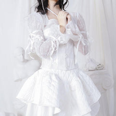 Flower lace pearl see-through long-sleeved shirt - ANM CHANNEL