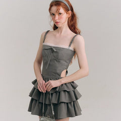 Fluffy skirt cake skirt hollow suspender dress - MEIMMEIM(メイムメイム)