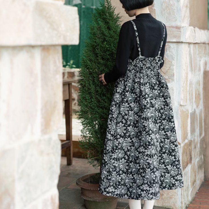 French girl jacquard A-line winter oil painting dress - MEIMMEIM(メイムメイム)