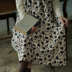 French retro print dress mid-length sleeveless vest skirt - MEIMMEIM(メイムメイム)