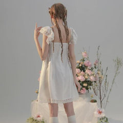Good morning dress satin lace little flying sleeve - ANM CHANNEL