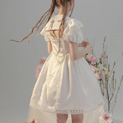 Good morning dress satin lace little flying sleeve - ANM CHANNEL