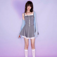 Gray fake fashionable fake two-piece dress - MEIMMEIM(メイムメイム)