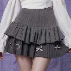 Gray knit high waist cake skirt - MEIMMEIM(メイムメイム)