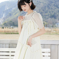 High waist lotus leaf stitching small dress - MEIMMEIM(メイムメイム)