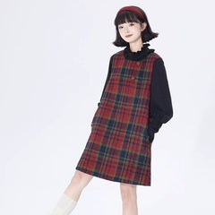 High-waisted mid-length loose-fitting retro wool dress - MEIMMEIM(メイムメイム)