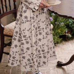 However Japanese style French rose print skirt - MEIMMEIM(メイムメイム)
