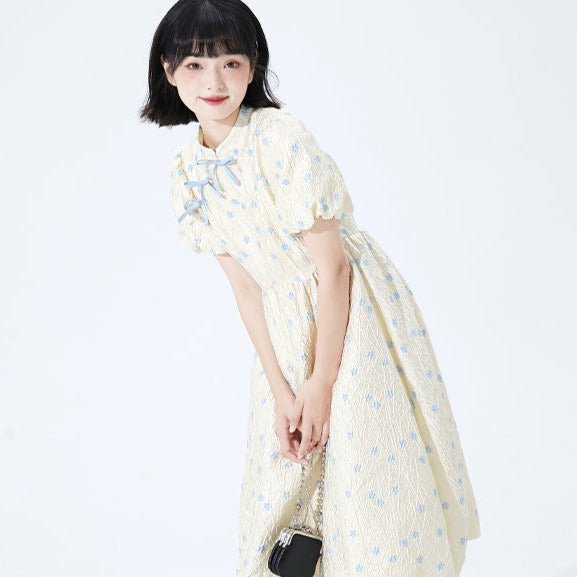 Improved cheongsam skirt temperament flower bud sleeve dress - MEIMMEIM(メイムメイム)