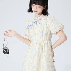 Improved cheongsam skirt temperament flower bud sleeve dress - MEIMMEIM(メイムメイム)