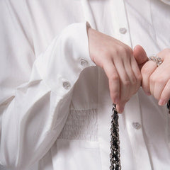 Ivory white doll collar waist shirt - MEIMMEIM(メイムメイム)