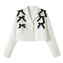 Jacquard contrast velvet detachable short jacket - ANM CHANNEL