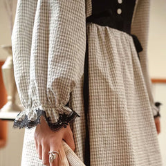 Japanese pattern dress lace up waist autumn skirt - MEIMMEIM(メイムメイム)