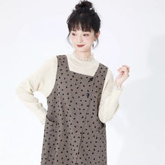 Knitted bow square neck tank top sleeveless dress - MEIMMEIM(メイムメイム)