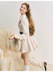 Koyuki mid-length pleated waist wool jacket for Christmas - MEIMMEIM(メイムメイム)