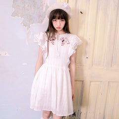 Lamb Embroidery Retro Lace Jacquard Sundress Dress - MEIMMEIM(メイムメイム)