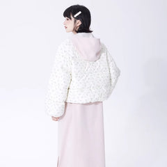 Off-white floral stand collar short down jacket - MEIMMEIM(メイムメイム)