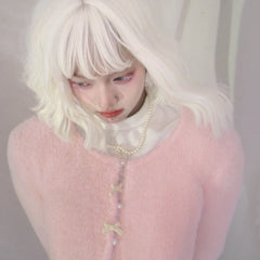 Pearl Ribbon Short Knit Sweater Cardigan - MEIMMEIM(メイムメイム)