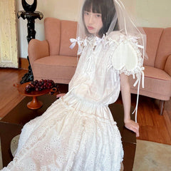Petal shape three-dimensional jacquard large skirt long skirt - MEIMMEIM(メイムメイム)