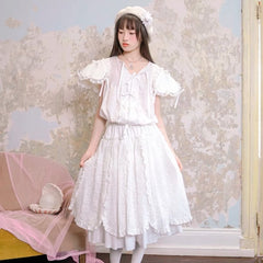 Petal shape three-dimensional jacquard large skirt long skirt - MEIMMEIM(メイムメイム)