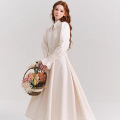 Petal Tear Flowers Waist Skirt French Shirt Dress - MEIMMEIM(メイムメイム)