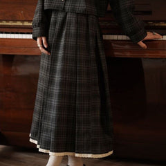 Plaid skirt all-match high-waist pleated skirt - MEIMMEIM(メイムメイム)