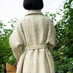 Rainbow woolen loose wide waisted wool coat - MEIMMEIM(メイムメイム)