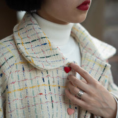 Rainbow woolen loose wide waisted wool coat - MEIMMEIM(メイムメイム)