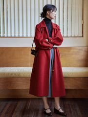 Red double-sided woolen coat with doll collar - MEIMMEIM(メイムメイム)